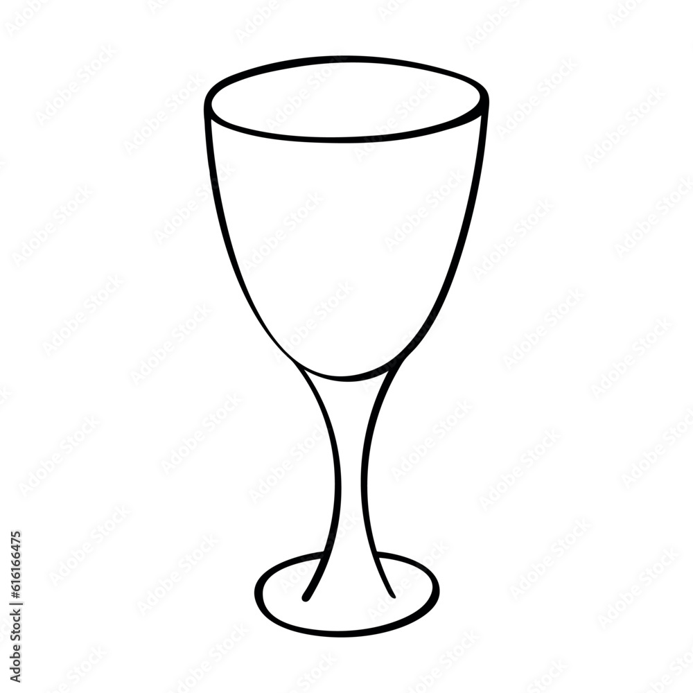 Hand drawn wine glass illustration. Alcohol drink clipart in doodle style. Single element for design Hand drawn wine glass illustration. Alcohol drink clipart in doodle style. Single element for design