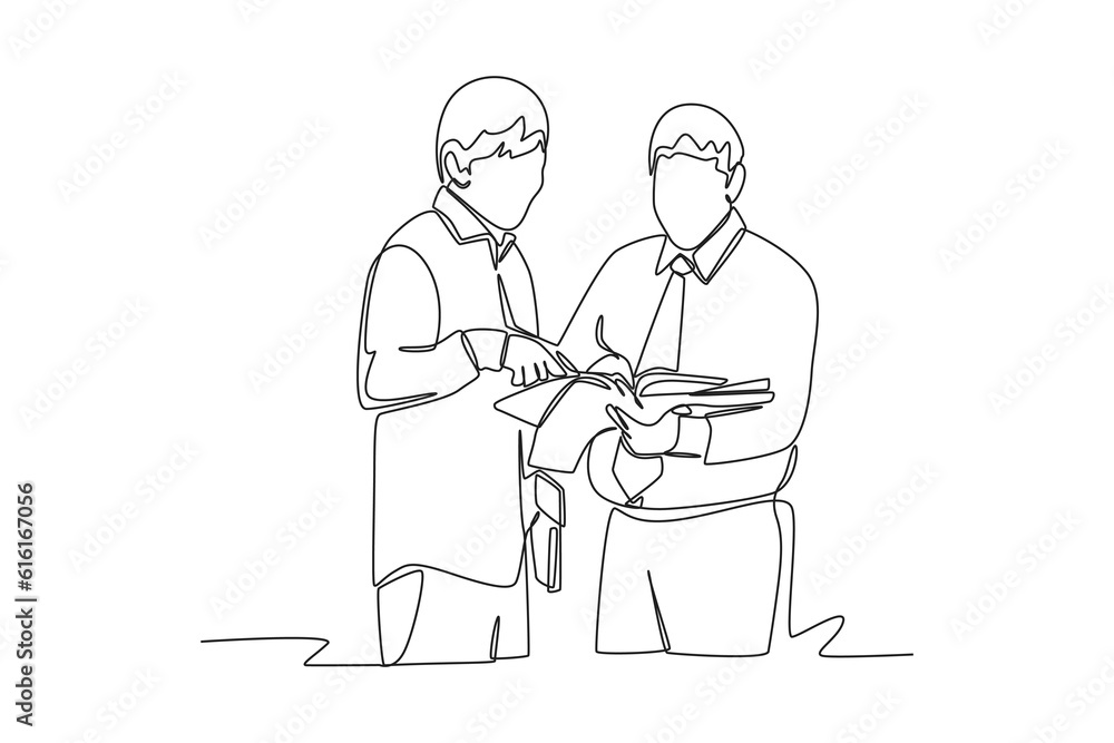Continuous one line drawing off to university concept. Single line draw design vector graphic illustration. Continuous one line drawing off to university concept. Single line draw design vector graphic illustration.