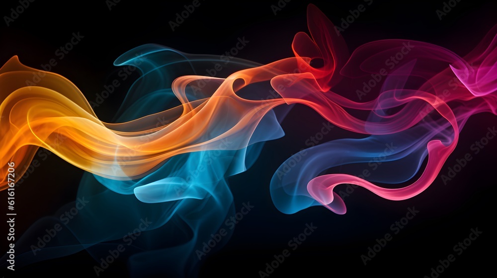 Colorful smoke on black background. Abstract background for your design.Generative ai