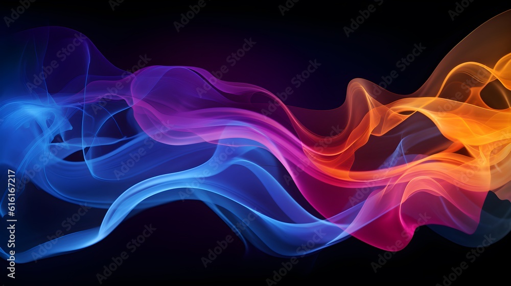 Abstract multicolored smoke on a dark background. Design element.Generated ai Abstract multicolored smoke on a dark background. Design element.Generated ai