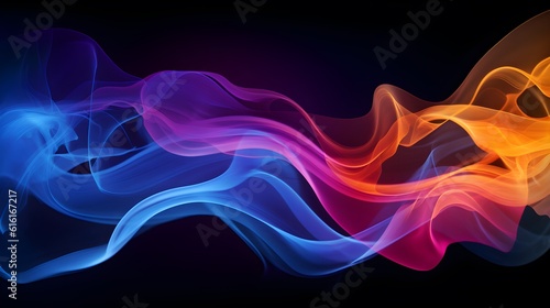 Abstract multicolored smoke on a dark background. Design element.Generated ai