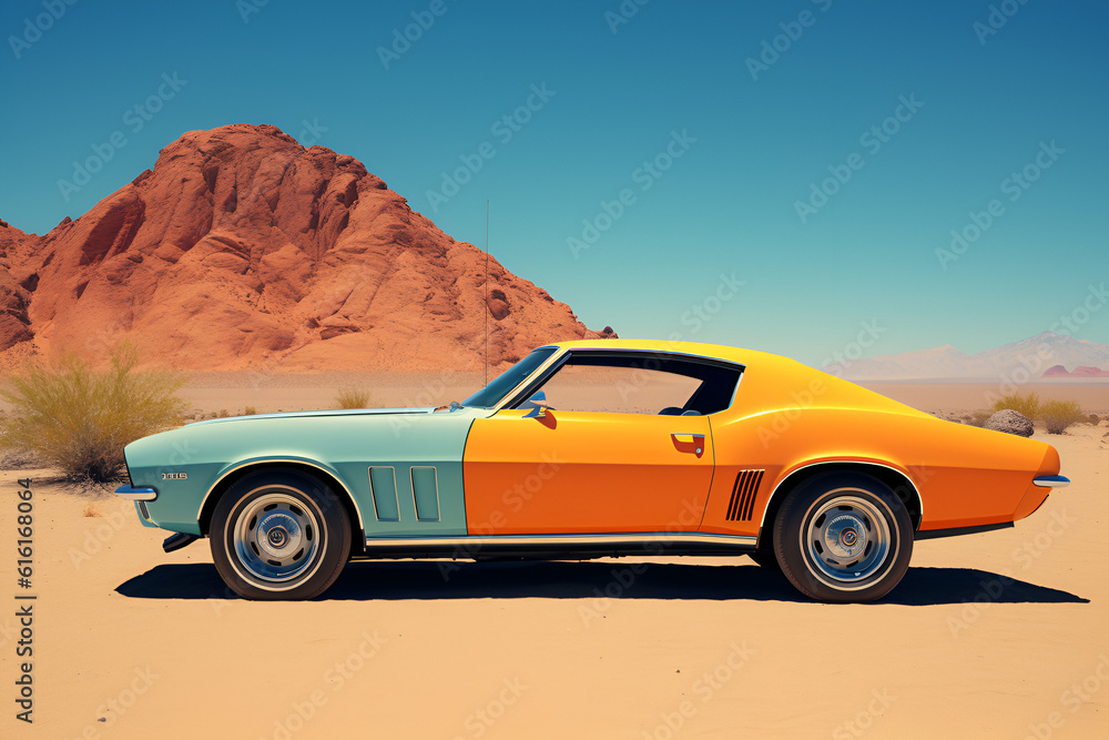 Fototapeta premium car on the desert