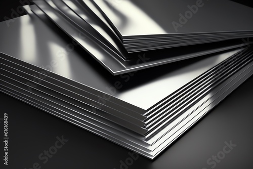 Sheets of metal in a stack in a warehouse Fototapet