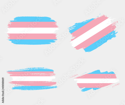 Transgender Flag painted with brush on white background. LGBT rights concept. Modern pride parades poster. Vector illustration  