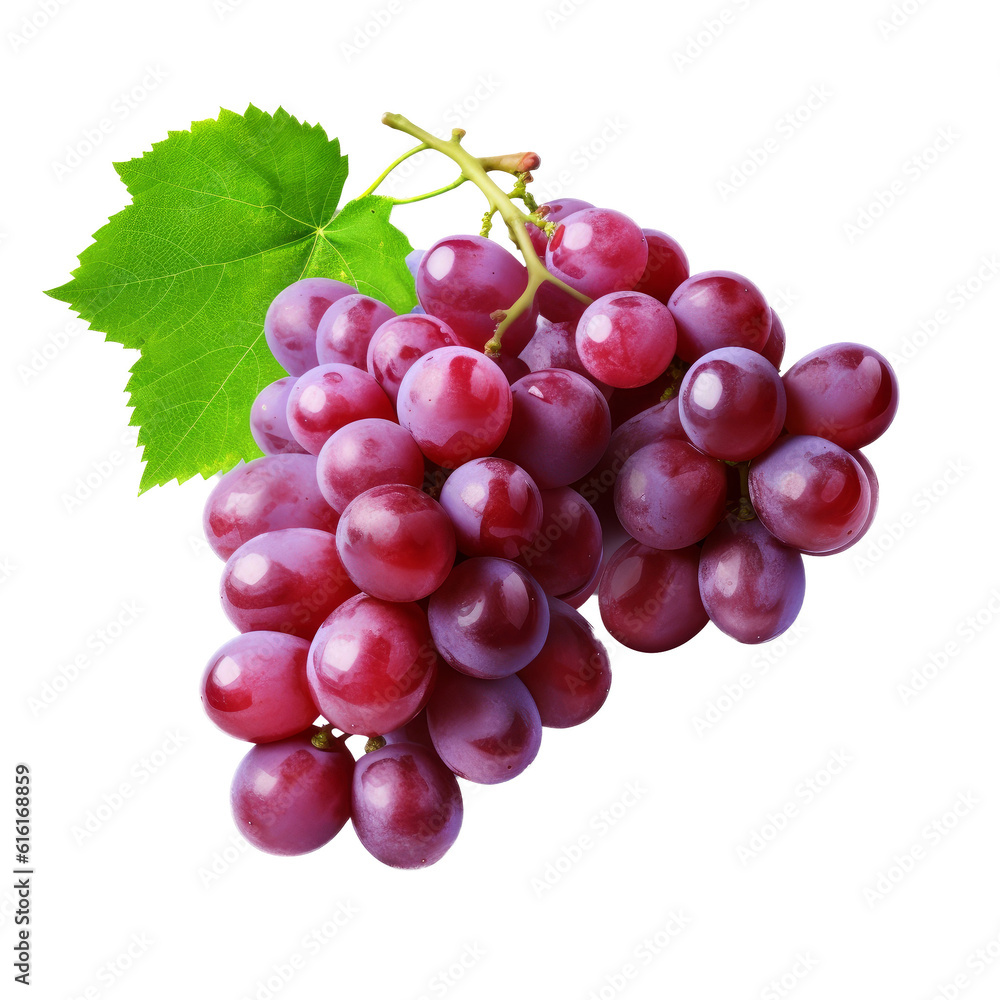 Fresh red grapes on white background