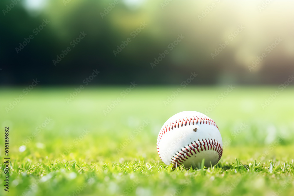 baseball on field with blurred background and copy space Generative ai baseball on field with blurred background and copy space Generative ai