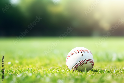 baseball on field with blurred background  and copy space Generative ai