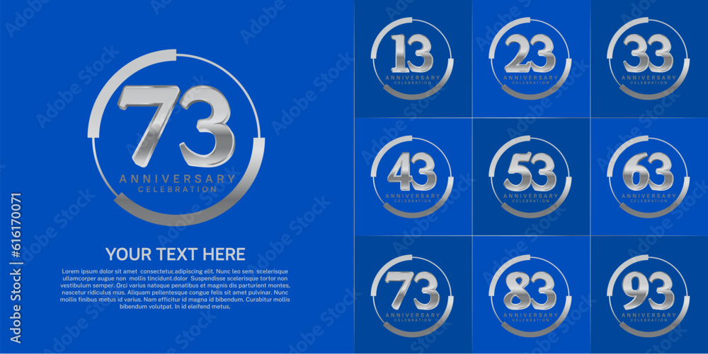 set of anniversary logo with silver number in circle can be use for celebration set of anniversary logo with silver number in circle can be use for celebration