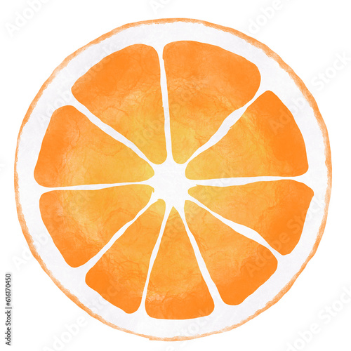 Watercolor Illustration of orange slice isolated on white background - hand drawn tropical fruit
