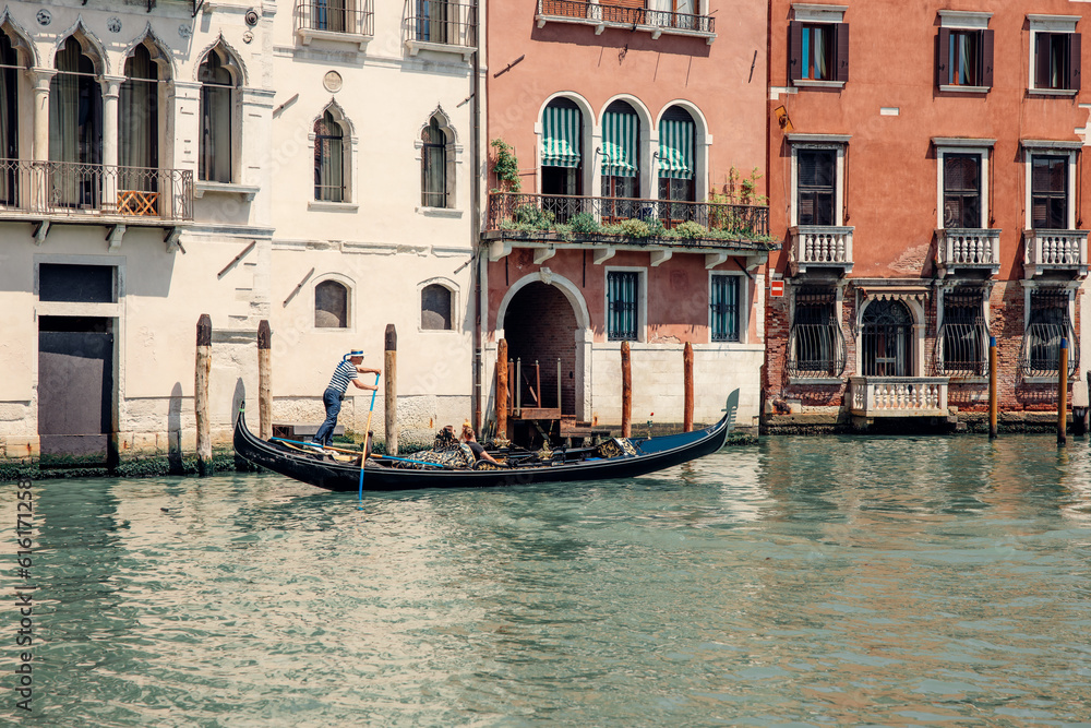 Idyllic Gondolas Gliding Along Venice's Grand Canal