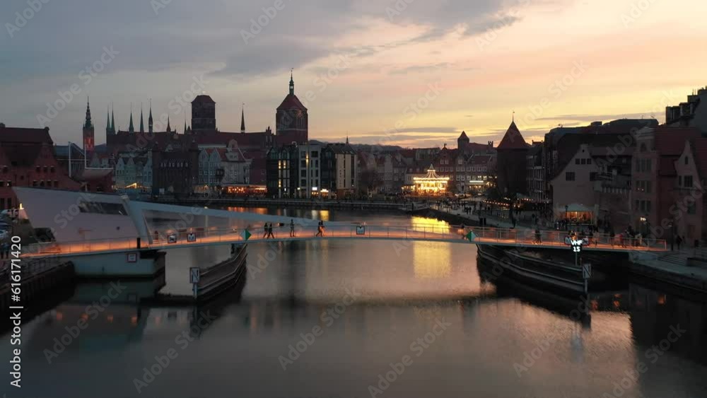Old town in Gdansk by the Motlawa river at sunset, Poland. Old town in Gdansk by the Motlawa river at sunset, Poland.