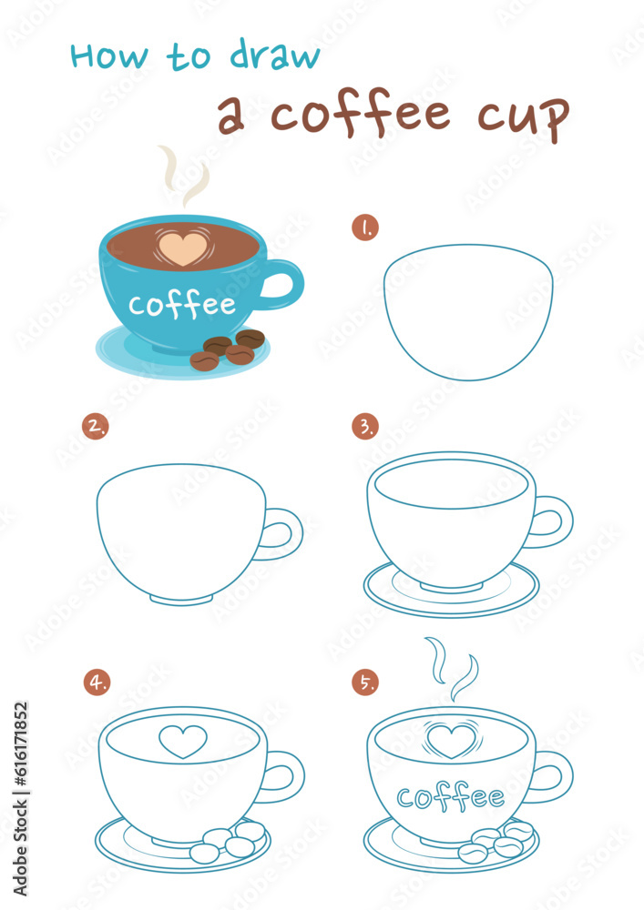 How to draw a coffee cup vector illustration. Draw a coffee cup step by