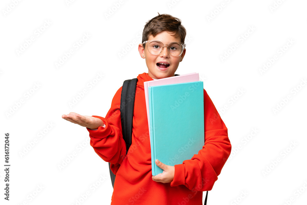 Little caucasian student kid over isolated chroma key background with shocked facial expression Little caucasian student kid over isolated chroma key background with shocked facial expression
