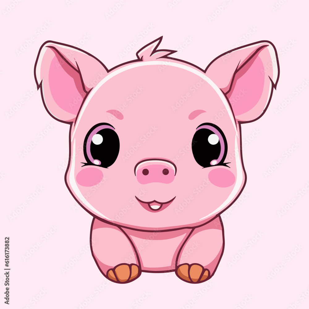 Cartoon Pink Piggy Delight  Adorable Cutene
