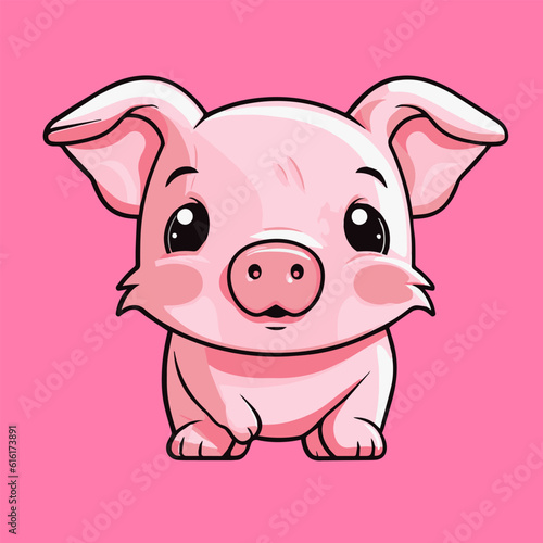 Cartoon Pink Piggy Delight Adorable Cutene