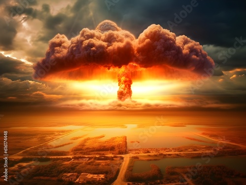 a nuclear explosion from the height of a bird's flight, the vast expanse of the landscape stretches beneath