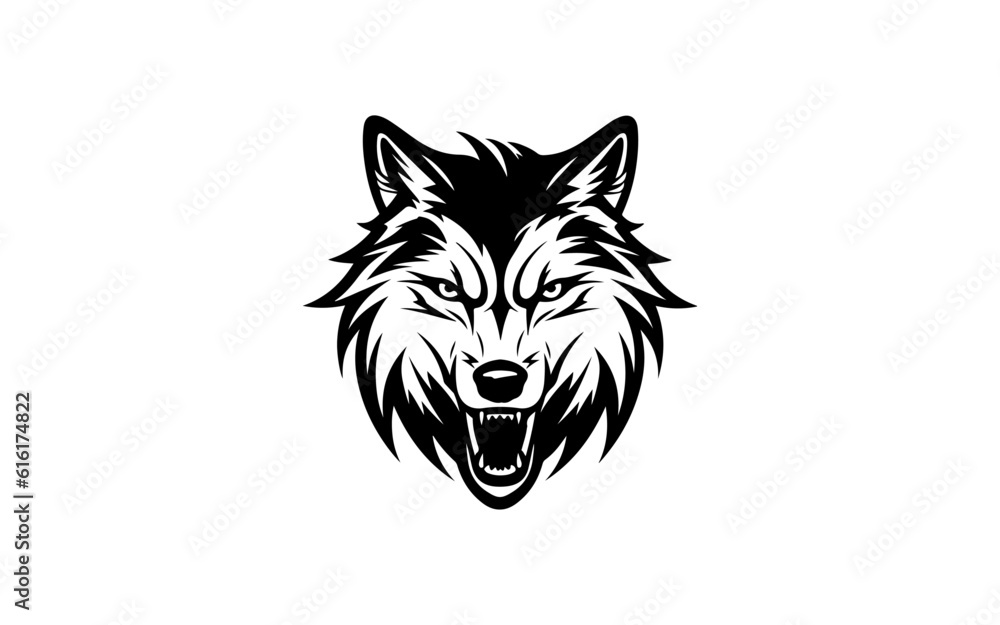Obraz premium Wolf shape isolated illustration with black and white style for template.