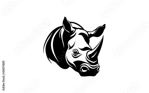 Head of rhino shape isolated illustration with black and white style for template.