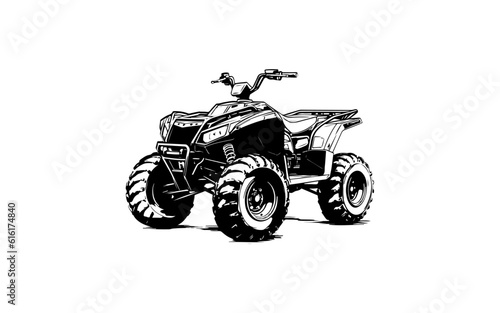ATV or quadbike shape isolated illustration with black and white style for template.