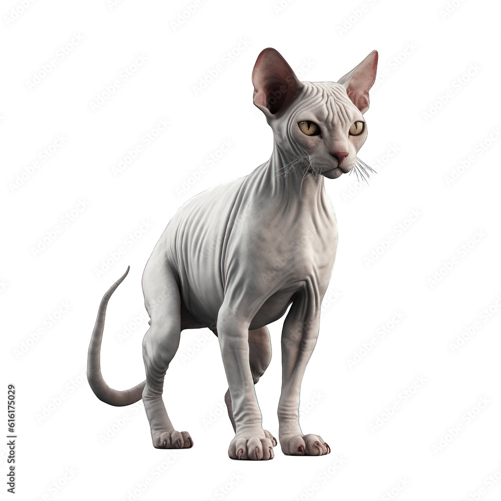 Sphynx cat isolated on transparent background.