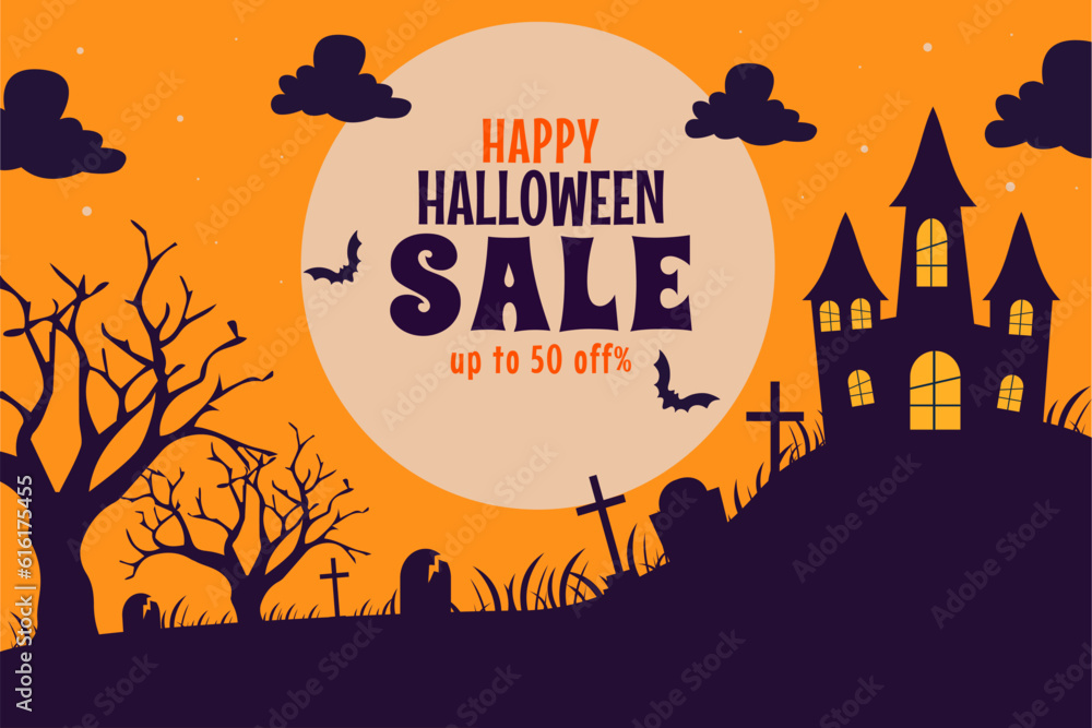 Halloween sale background banner