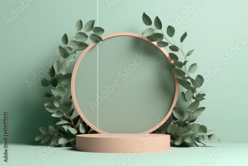 Product display podium with blurred background. Place your product in mock up