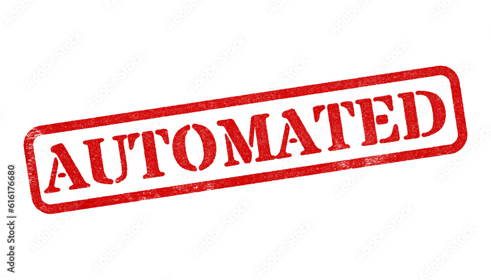 Automated red rubber stamp isolated on transparent background with distressed texture effect Automated red rubber stamp isolated on transparent background with distressed texture effect