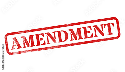 Photos Amendment red rubber stamp isolated on transparent background with distressed te