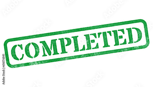 Foto Completed green rubber stamp isolated on transparent background with distressed