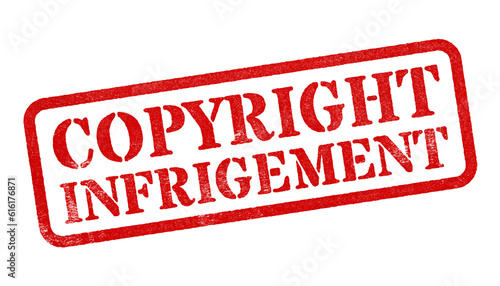 Copyright Infringement red rubber stamp isolated on transparent background with distressed texture effect