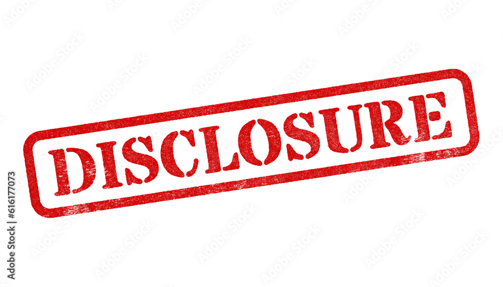 Disclosure red rubber stamp isolated on transparent background with distressed texture effect Disclosure red rubber stamp isolated on transparent background with distressed texture effect