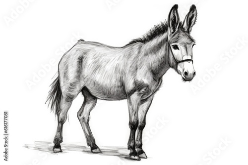 Cute Mule drawing on white background - generative AI
