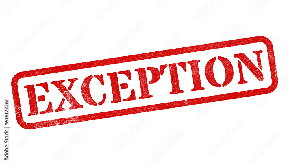 Exception red rubber stamp isolated on transparent background with ...