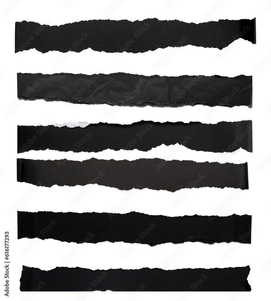 Black paper cutouts isolated on a white background ready for composing texts in layouts.