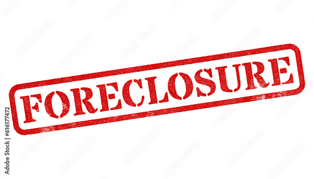 Foreclosure red rubber stamp isolated on transparent background with distressed texture effect Foreclosure red rubber stamp isolated on transparent background with distressed texture effect