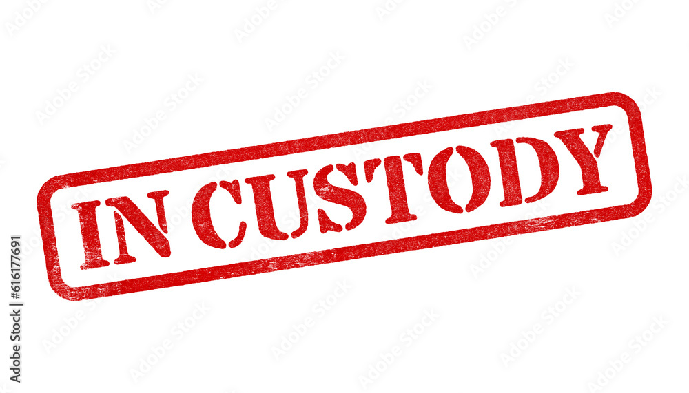 In Custody red rubber stamp isolated on transparent background with distressed texture effect In Custody red rubber stamp isolated on transparent background with distressed texture effect