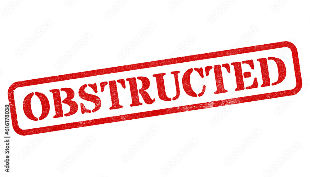 Obstructed red rubber stamp isolated on transparent background with distressed texture effect Obstructed red rubber stamp isolated on transparent background with distressed texture effect
