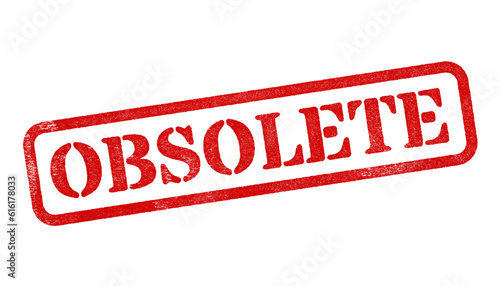 Obsolete red rubber stamp isolated on transparent background with distressed texture effect