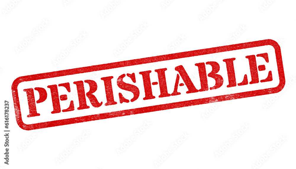 Perishable red rubber stamp isolated on transparent background with distressed texture effect Perishable red rubber stamp isolated on transparent background with distressed texture effect