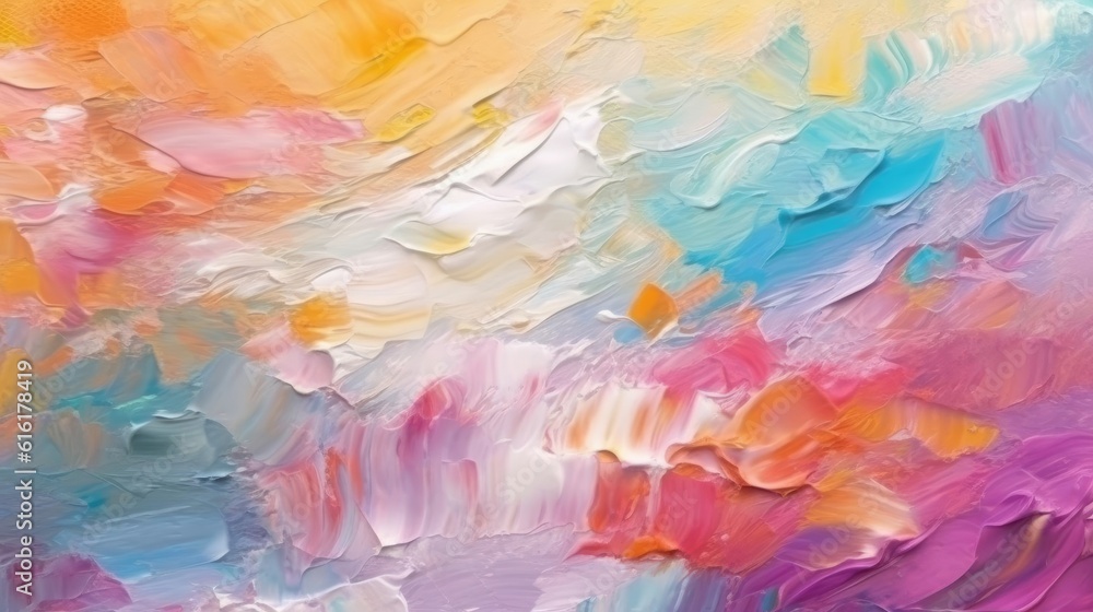 Hand-drawn colorful abstract oil on canvas for modern art fans. (Illustration, Generative AI)