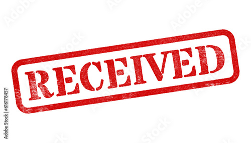 Received red rubber stamp isolated on transparent background with distressed texture effect