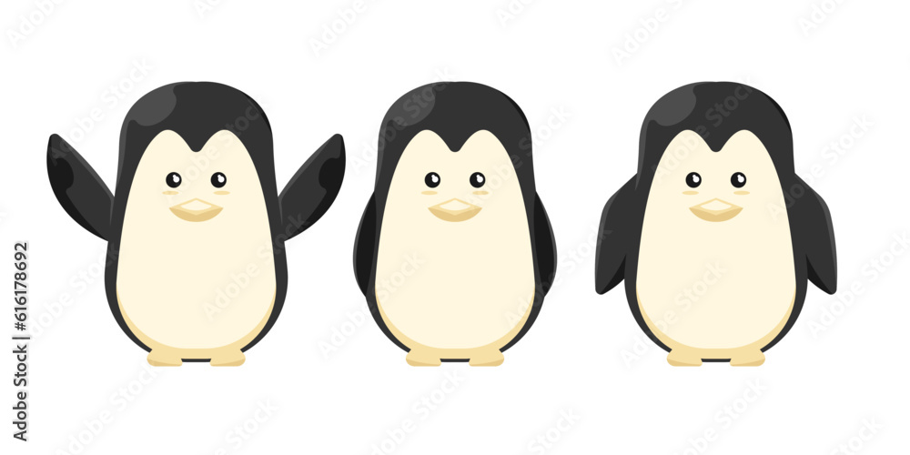 Obraz premium Cartoon doll penguin for kids on isolated background, Vector illustration.