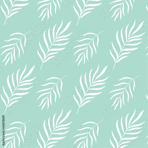 tropical leaves pattern turquoise background 