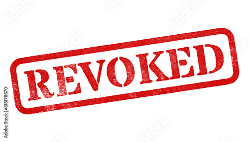 Photos Revoked red rubber stamp isolated on transparent background with distressed text