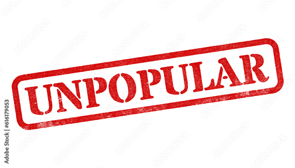 Unpopular red rubber stamp isolated on transparent background with distressed texture effect Unpopular red rubber stamp isolated on transparent background with distressed texture effect