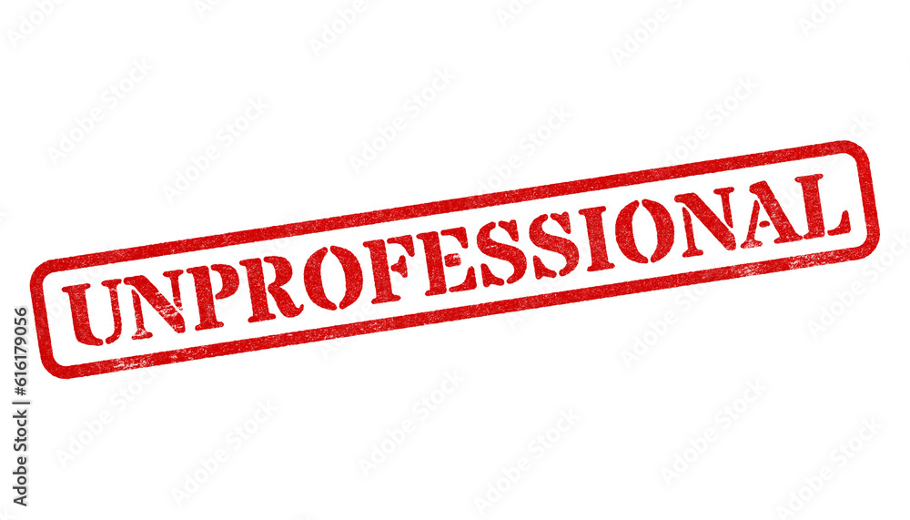 Unprofessional red rubber stamp isolated on transparent background with distressed texture effect Unprofessional red rubber stamp isolated on transparent background with distressed texture effect