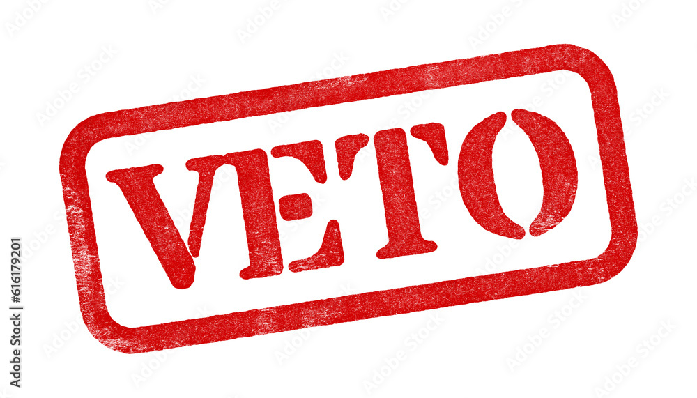 Veto red rubber stamp isolated on transparent background with ...