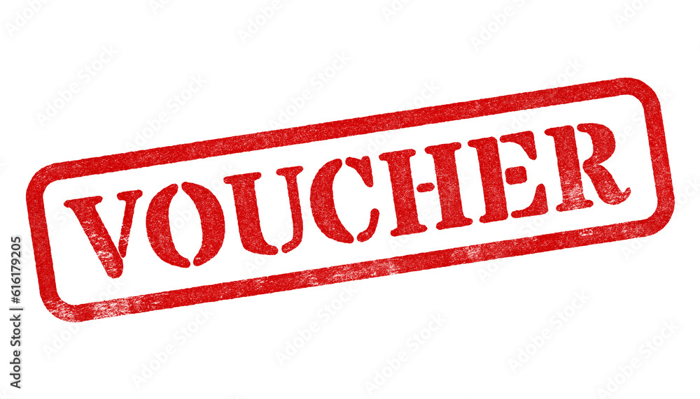 Voucher red rubber stamp isolated on transparent background with distressed texture effect Voucher red rubber stamp isolated on transparent background with distressed texture effect