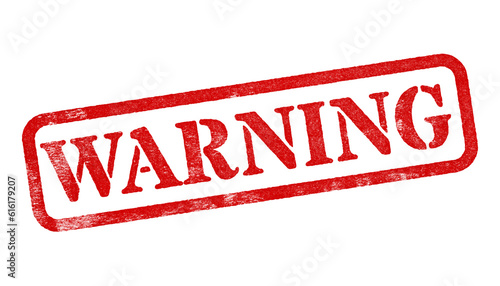 Obraz na plátně Warning red rubber stamp isolated on transparent background with distressed text