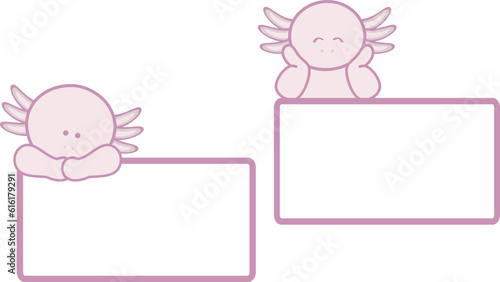 cute baby axolotl cartoon banner empty copy space pack collection in vector format